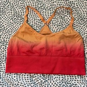 Orange & pink ombré sports bra
